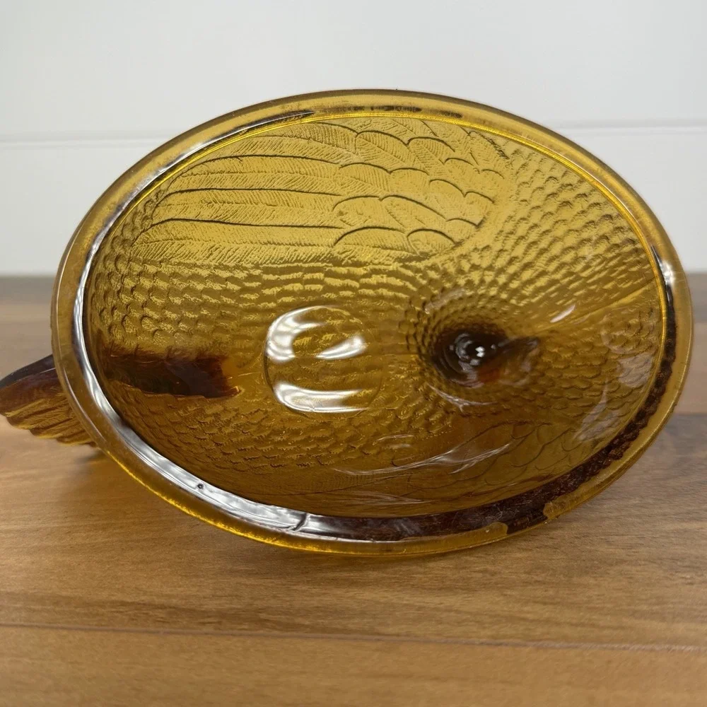 Vintage Indiana Glass Golden Amber Glass Hen on Nest LID TOP ONLY 7